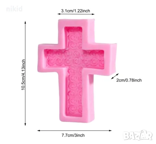 Голям дълбок кръст от рози силиконов молд форма фондан шоколад гипс свещ сапун тесто, снимка 2 - Форми - 48955209
