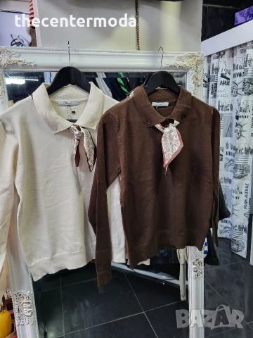 Дамска блуза ,тънко плетиво с шалче 