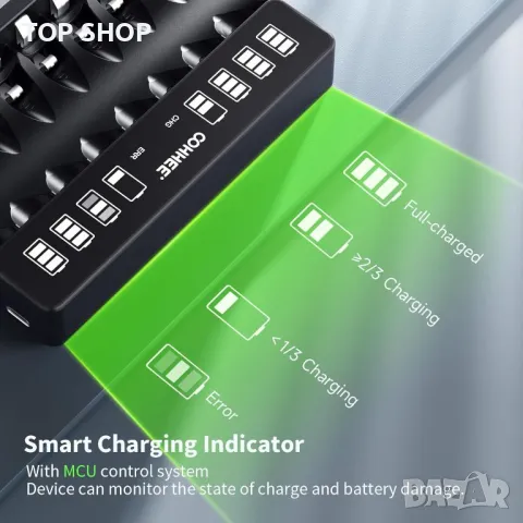 Интелигентно зарядно устройство за батерии с 8 x AAA батерии, интелигентно зарядно устройство за бат, снимка 5 - Оригинални зарядни - 48842687