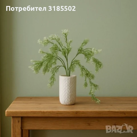 Изкуствена висяща аранжировка със зелени стръкове и бели цветчета – елегантен акцент за всяко простр, снимка 6 - Изкуствени цветя - 51227985