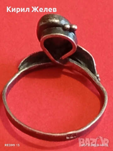 ВИНТИДЖ СРЕБЪРЕН ПРЪСТЕН с ФЛОРАЛЕН МОТИВ и ЮВЕЛИРНО ПОЛИРАН КОРНЕОЛ 34032, снимка 10 - Пръстени - 52855165