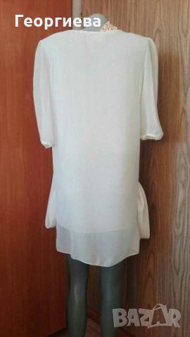 Прекрасна бяла туника/рокля от шифон👗🍀M/L,L👗арт.175, снимка 4 - Туники - 30034831