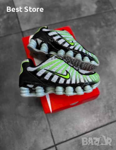 Nike Shox TL - Сиво, Черно и Неоново Зелено Мъжки Маратонки 40-45 Номер , снимка 2 - Маратонки - 52732444