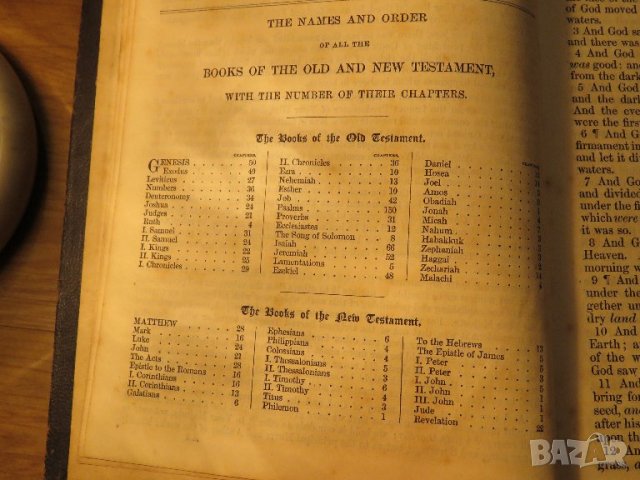 Стара английска библия Holy Bible издание 19 век - около 1000 стр.- стария  и новия завет , снимка 8 - Антикварни и старинни предмети - 39120985