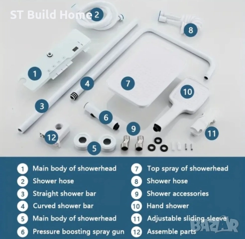 Чисто Бял Дигитален Душ Комплект с LED Дисплей –, снимка 6 - Душове - 51487206