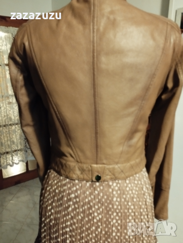 ЕСТЕСТВЕНА КОЖА цвят карамел, агрешка напа, снимка 3 - Якета - 32675181