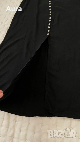 Black button-front midi skirt, снимка 2 - Поли - 51750446