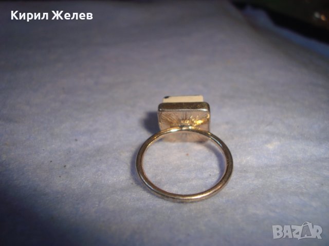 СТАР СРЕБРИСТ РЕТРО ХЕНД МЕЙД АРТ ПРЪСТЕН МЕТАЛ и КЕРАМИКА 27634, снимка 6 - Пръстени - 37419065