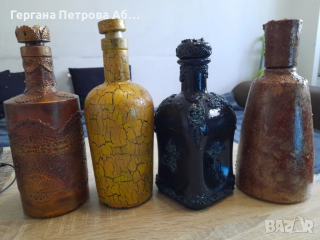 Единични бройки изцяло ръчно изработени бутилки за домашно произведени ракия и вино., снимка 11 - Декорация за дома - 51682877