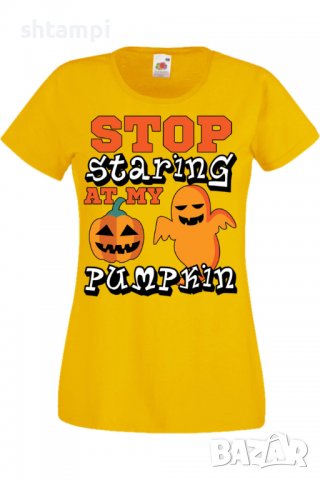 Дамска тениска Stop Staring At My Pumpkin 2,Halloween,Хелоуин,Празник,Забавление,Изненада,Обичаи,, снимка 9 - Тениски - 38138377