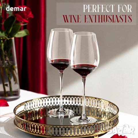 DH Crystal Wine Glasses Комплект 2 чаши за червено вино 460 гр., снимка 4 - Чаши - 44478333