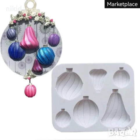 Коледни топки играчки на черти коледна топка Коледен силиконов молд форма фондан шоколад декор