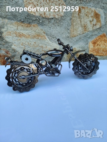 метален мотоциклет, ръчно изработен , снимка 2 - Декорация за дома - 51620266