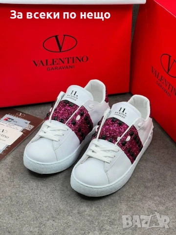 Valentino Дамски Бели Маратонки С Кристали👟Дамски Спортни Обувки С Камъни В Бял Цвят Код E1327, снимка 4 - Маратонки - 54148546