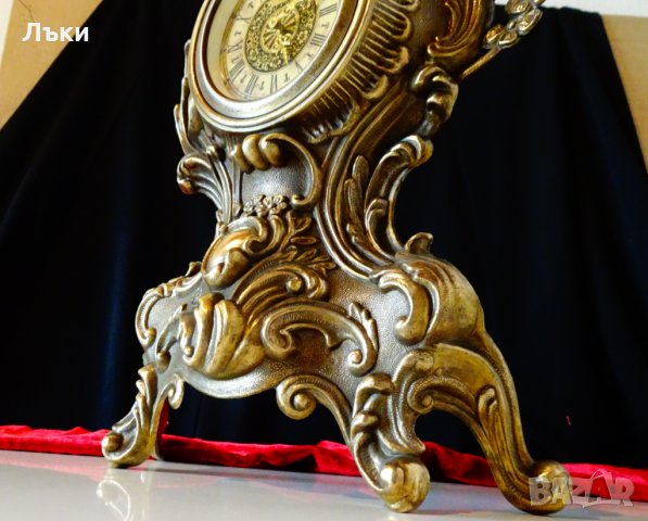 Бронзов механичен каминен часовник,барок. , снимка 5 - Антикварни и старинни предмети - 31446709