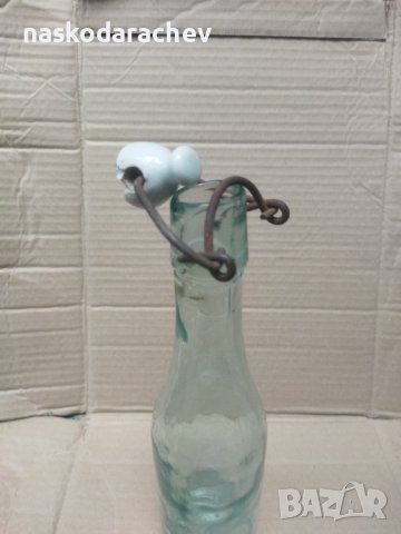 Ретро шише бутилка с керамична кокалена тапа, снимка 4 - Антикварни и старинни предмети - 42686334