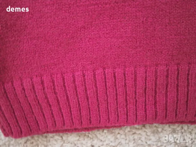 Машинно плетен пуловер без ръкави от букле, цвят циклама, снимка 5 - Блузи с дълъг ръкав и пуловери - 48528210