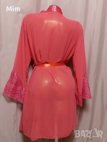 VIKTORIA L Розов халат с дантела , снимка 4 - Нощници - 54011668