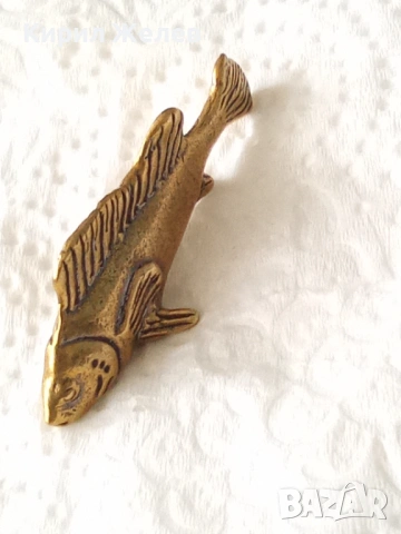 Бронзова фигурка на риба 🐟 52839, снимка 2 - Колекции - 54177489