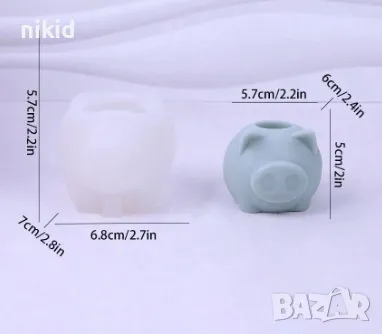 3D Прасе прасенце топчест силиконов молд форма смола гипс шоколад кашпа свещник, снимка 2 - Форми - 47721966