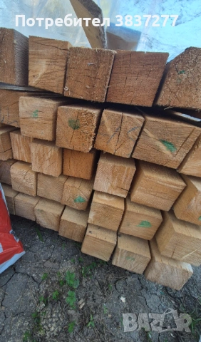 Дървени греди 10х10. 4 метра. Изсушени. Обработени срещу дървояди