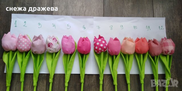 Текстилни лалета, снимка 8 - Изкуствени цветя - 24074189