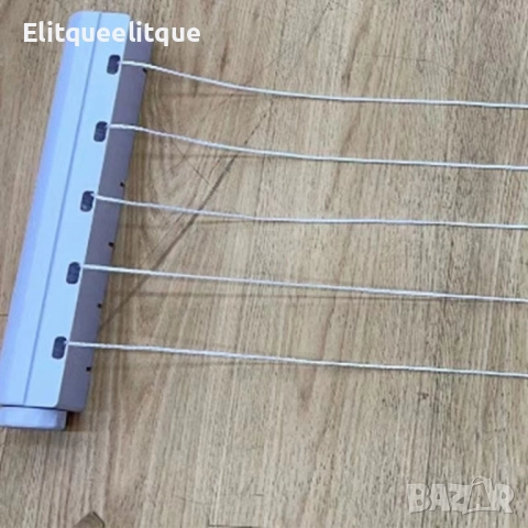 Прибиращ се простор за дрехи с 5 въжета и куки - Максимална дължина 3.2 метра, бял, снимка 4 - Други стоки за дома - 52335304