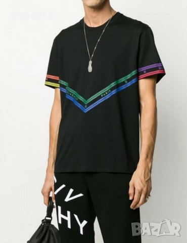€799 Автентична мъжка тениска Givenchy Multicolored Chain , снимка 2 - Тениски - 25978608