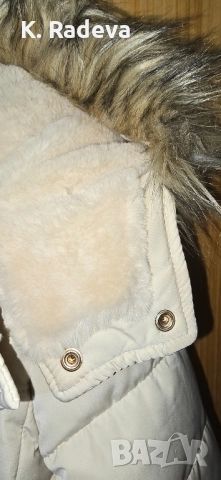 Зимно късо яке с подвижна качулка с пух, Страдивариус, снимка 7 - Якета - 52356110