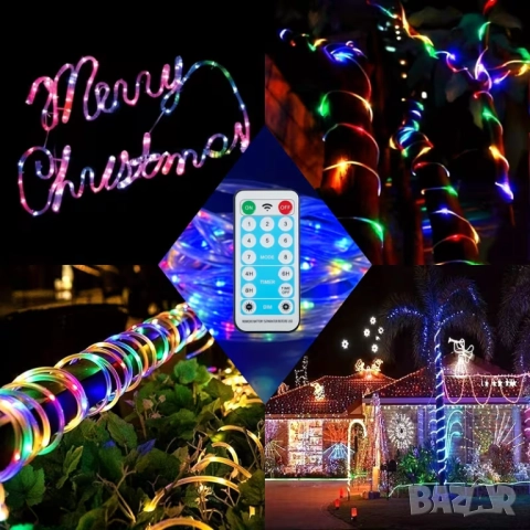 ⚡✨ 30m 300 LED Ултра-Дълъг Тръбен Светещ Маркуч – НОВ МОДЕЛ | Соларен + Дистанционно