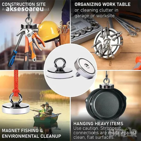 Супер Силен мощен неодимов магнит който се закача с въженце за изваждане на метални предмети от река, снимка 3 - Водни спортове - 47836658