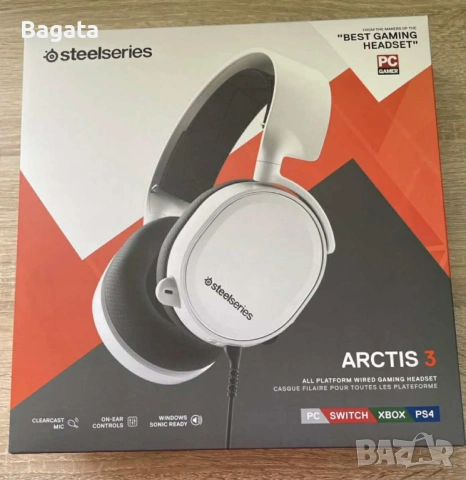 Гейминг слушалки SteelSeries - Arctis 3, бели