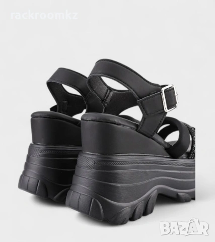Дамски сандали на висока платформа черни 1056 black, снимка 4 - Сандали - 54256477