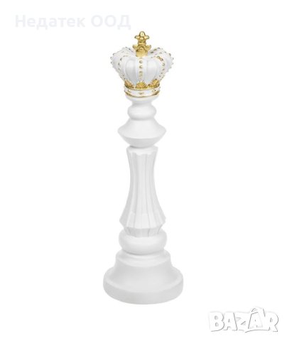 Декоративна пешка за шах, "Крал", бяло злато, 11.5x39.5cm