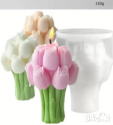 Молд букет лалета голям НАМАЛЕН, снимка 3 - Форми - 48789948