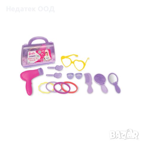 Барби, цветна козметична чанта, с аксесоари, 14 бр., снимка 3 - Кукли - 44259649