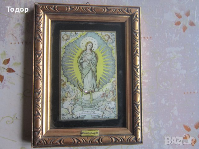 Стара картина икона Дева Мария Невигес 19 век, снимка 6 - Картини - 37669466
