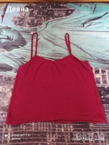 Дантелена блуза в бордо с бюстие, снимка 2 - Тениски - 37339795