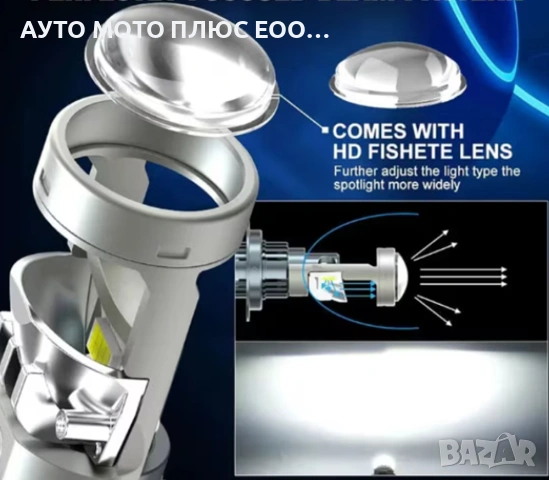 LED диодни крушки за фарове с Лупа - H11 CANBUS, 12V, 40W, 12 400LM, снимка 4 - Аксесоари и консумативи - 53132437