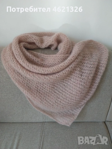 Шал наметка, 65/175 см, копринен мохер, ръчна изработка, нов, лек и топъл,роза и салвия, огледалце, снимка 2 - Други - 52520725