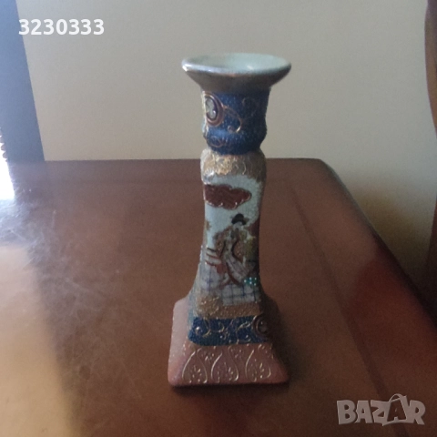Порцеланов свещник Satsuma, снимка 4 - Антикварни и старинни предмети - 51543822