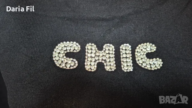 УНИКАЛНА блуза фино плетиво с надпис от сребристи камъчета, снимка 4 - Блузи с дълъг ръкав и пуловери - 48747949