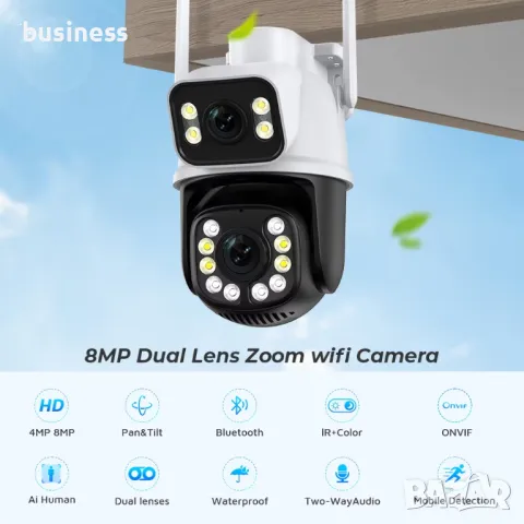 8MP PTZ WiFi IP Камера за Сигурност с Двоен Обектив, Цветно Нощно, снимка 4 - HD камери - 47415500