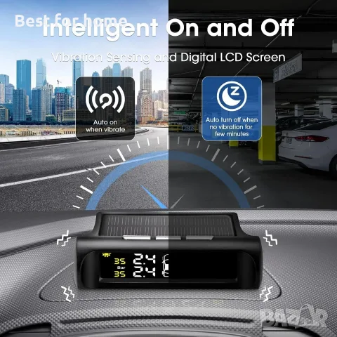 Система за следене на налягането в гумите (TPMS) със соларно захранване и водоустойчиви сензори, снимка 4 - Аксесоари и консумативи - 56163475
