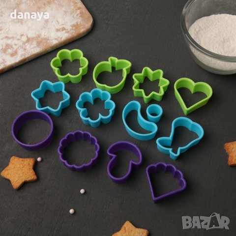 2443 Комплект формички за сладки Плодове и цветя, 13 броя, снимка 2 - Форми - 34389975