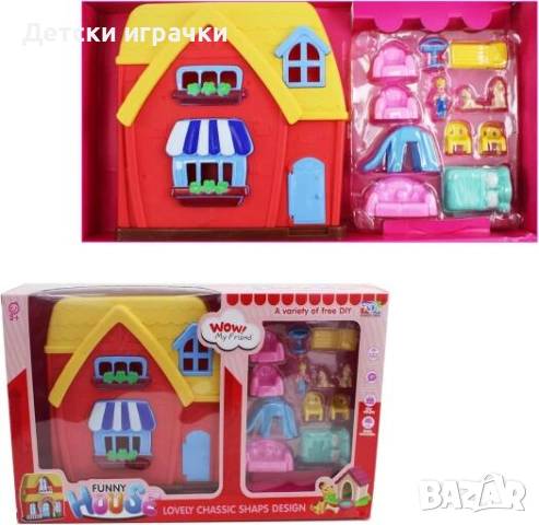 Къща за кукли с аксесоари, куклена къща за игра, снимка 5 - Кукли - 54348680