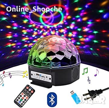 ДИСКО ТОПКАДиско лампа / LED Light Magic Ball + BLUETOOTH + флашка, снимка 1 - Декорация за дома - 30984481