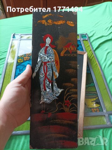Дървено рисувано пано, снимка 2 - Антикварни и старинни предмети - 37755913