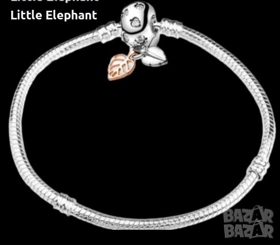 Гривна,змийска плетка със закопчалка листенца,Rose Gold и цветя с кристали,19 см/нова