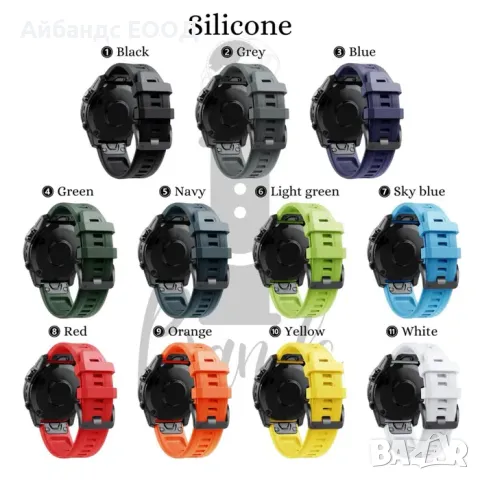 Силиконова каишка за Garmin с Quickfit 20 | 22 | 26 mm., снимка 3 - Каишки за часовници - 49407938